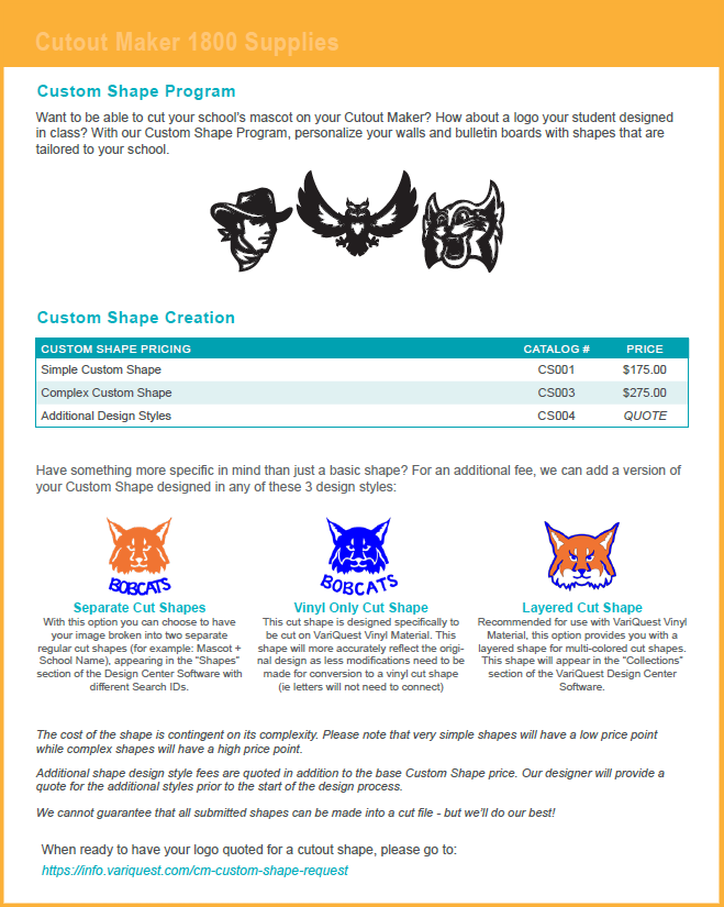 VariQuest Cutout Maker 1800 Custom Shape